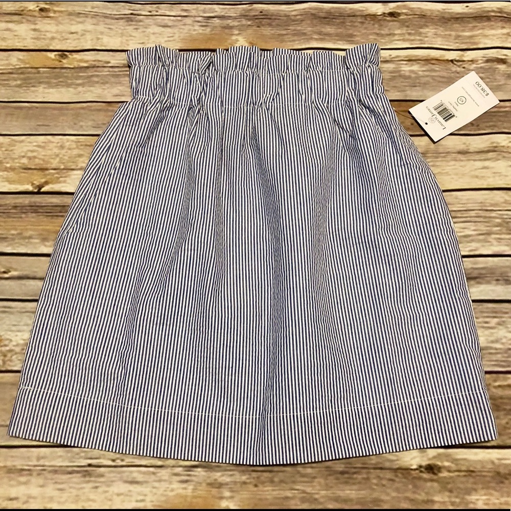 Lauren James Navy seersucker Hadley skirt XS NWT